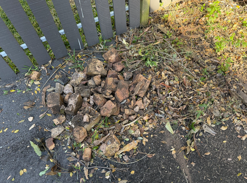 Masonry found when digging a hole